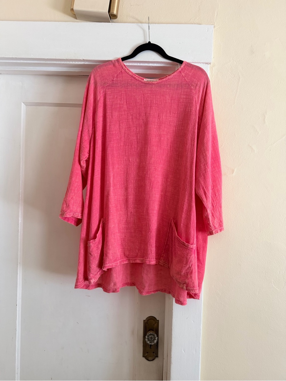Jess & Jane M103 Mineral Washed Cotton Gauze Tunic – Large – Coral/Pink
